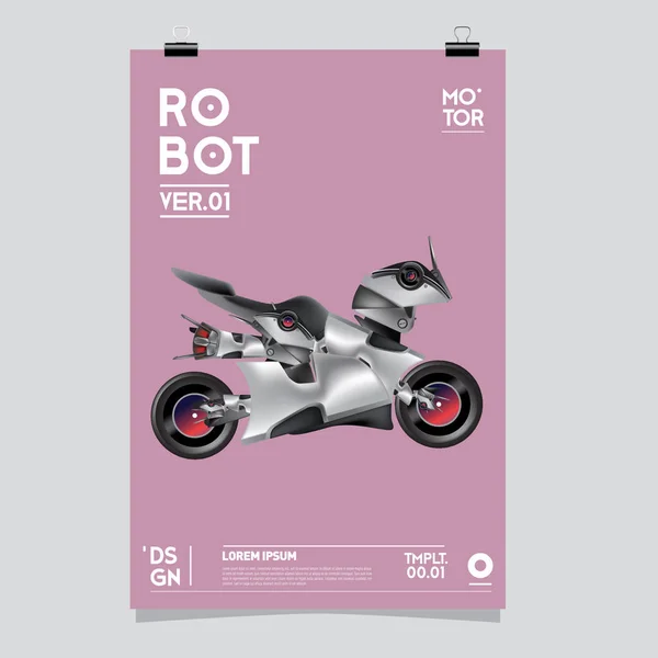 Vector Realistic Robot Illustration Plantilla Póster Del Festival Diseño Robots — Archivo Imágenes Vectoriales