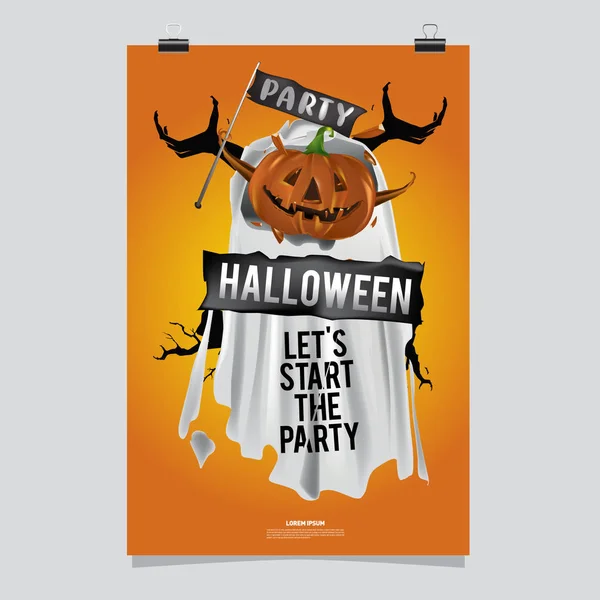 Feliz Cartel Halloween Vector Ilustración Fiesta Halloween — Archivo Imágenes Vectoriales