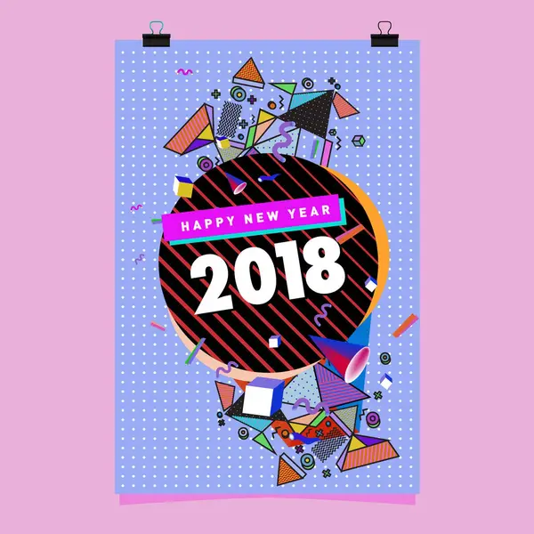 Bonne Année 2018 Design Abstrait Coloré Éléments Vectoriels Pour Calendrier — Image vectorielle