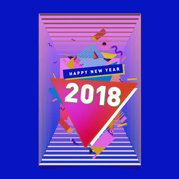 Bonne Année 2018 Design Abstrait Coloré Éléments Vectoriels Pour Calendrier — Image vectorielle