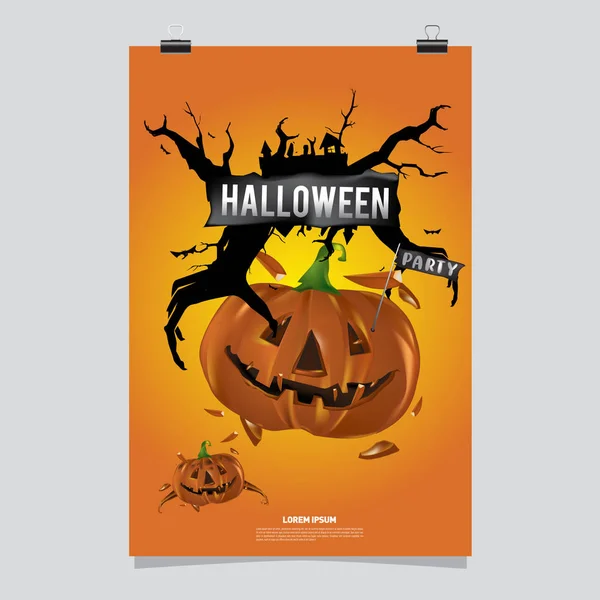 Feliz Cartel Halloween Vector Ilustración Fiesta Halloween — Vector de stock