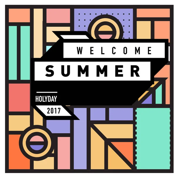 Affiche Été Illustration Style Memphis Conception Typographique Welcome Summer — Image vectorielle