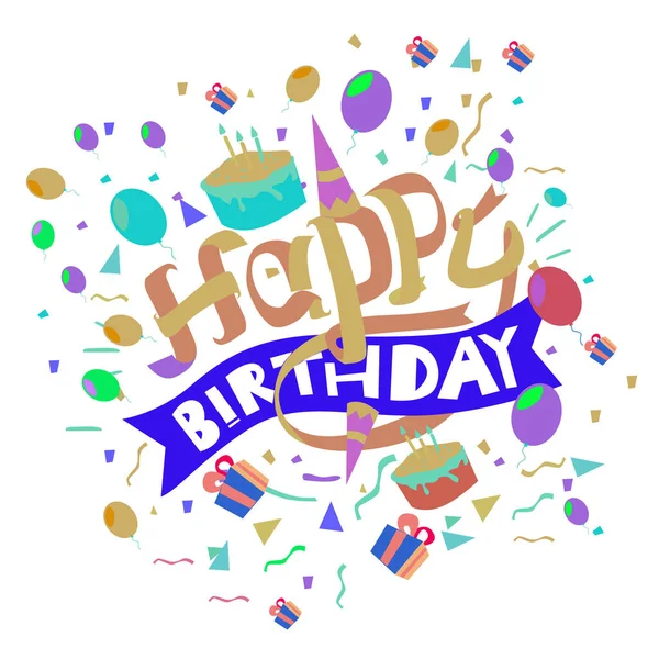 Feliz Cumpleaños Tipografía Vector Diseño Para Tarjetas Felicitación Póster Con — Vector de stock