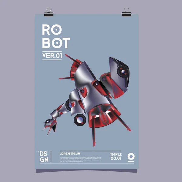 Ilustração Robô Realista Vetorial Modelo Cartaz Festival Design Robôs Brinquedos — Vetor de Stock