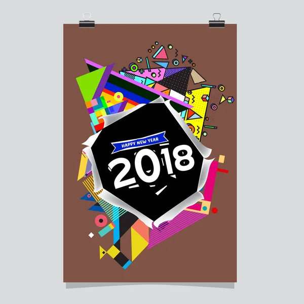 Новим 2018 Роком Барвистий Абстрактний Дизайн Векторні Елементи Календаря Вітальної — стоковий вектор