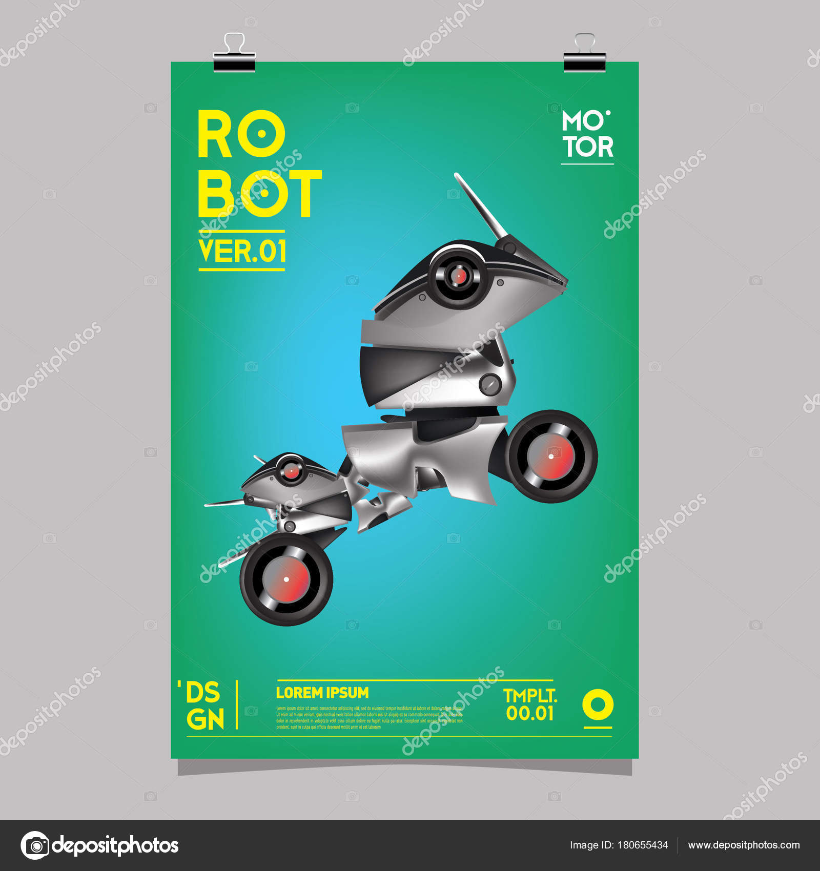 Vector Realistic Robot Illustration Robot Toys Design Festival Poster Template Stock Vector