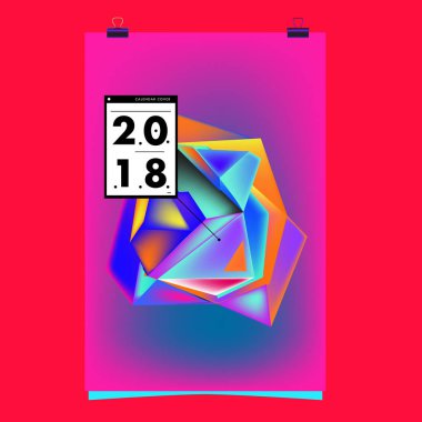 Soyut renkli geometrik takvim kapak tasarım şablonu. Şık ve renkli arka plan afiş tasarımı için yeni yıl.