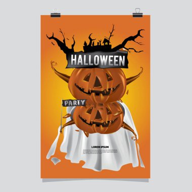 Cadılar Bayramın kutlu olsun Poster. Vektör çizim Cadılar Bayramı partisi.