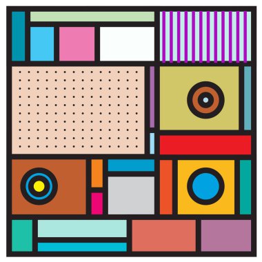 Trendy geometrik öğeleri memphis tebrik kartları tasarımı. Retro tarzı doku, desen ve öğeleri. Modern soyut tasarım poster ve kapak şablonu