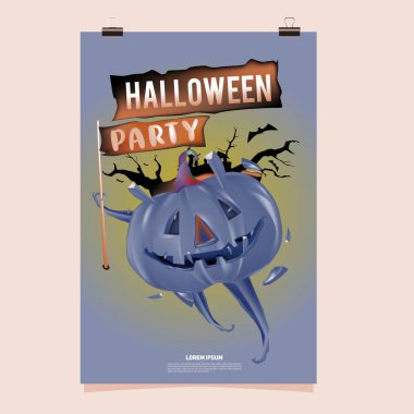 Cadılar Bayramın kutlu olsun Poster. Vektör çizim Cadılar Bayramı partisi.