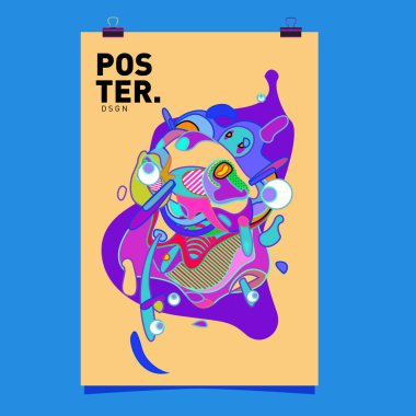 Sıvı renk küme kapsıyor. Sıvı şekiller kompozisyon. Fütüristik tasarım poster. Vektör düzeni tasarım şablonu.