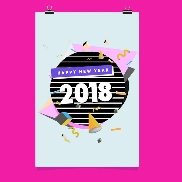 Happy New Year 2018 Kleurrijk Abstract Ontwerp Vector Elementen Voor — Stockvector