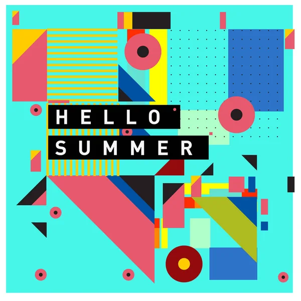 Trendy Vector Summer Cards Illustration Line Elements Abstract Colorful Texture — Stock Vector