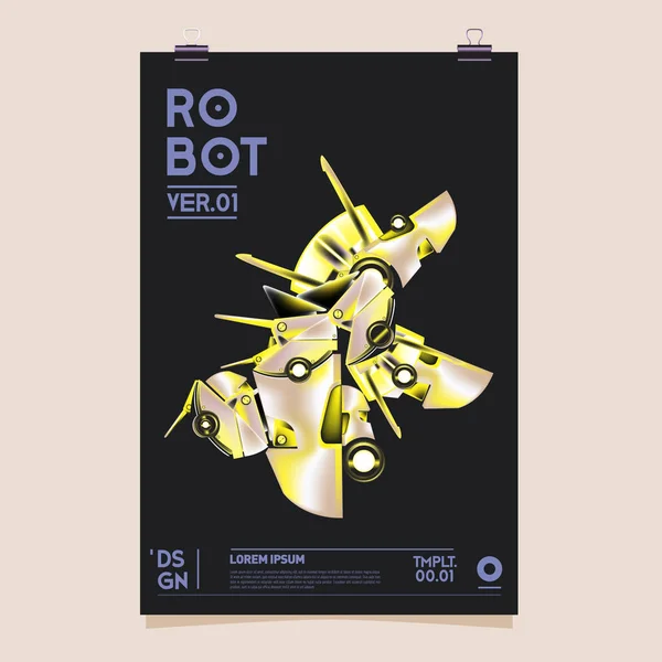 Realistiska Robot Vektorillustration Robot Och Leksaker Formgivningsmall Festival Affisch — Stock vektor
