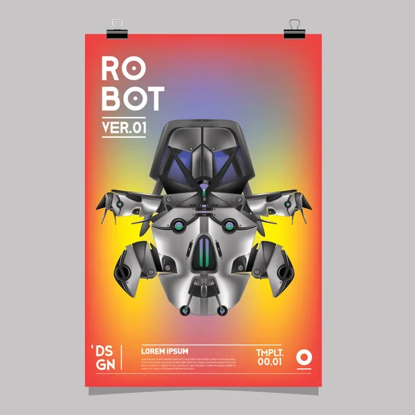 Ilustração Robô Realista Vetorial Modelo Cartaz Festival Design Robôs Brinquedos — Vetor de Stock