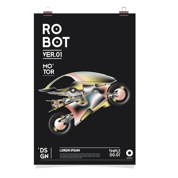 Vector Realistic Robot Illustration Plantilla Póster Del Festival Diseño Robots — Archivo Imágenes Vectoriales