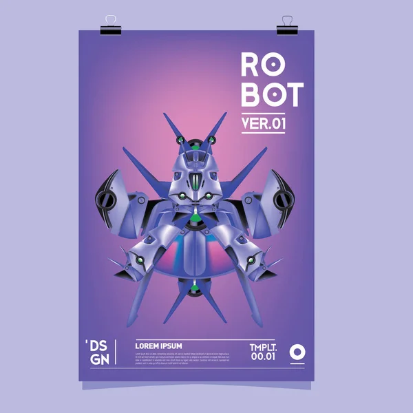 Ilustração Robô Realista Vetorial Modelo Cartaz Festival Design Robôs Brinquedos — Vetor de Stock