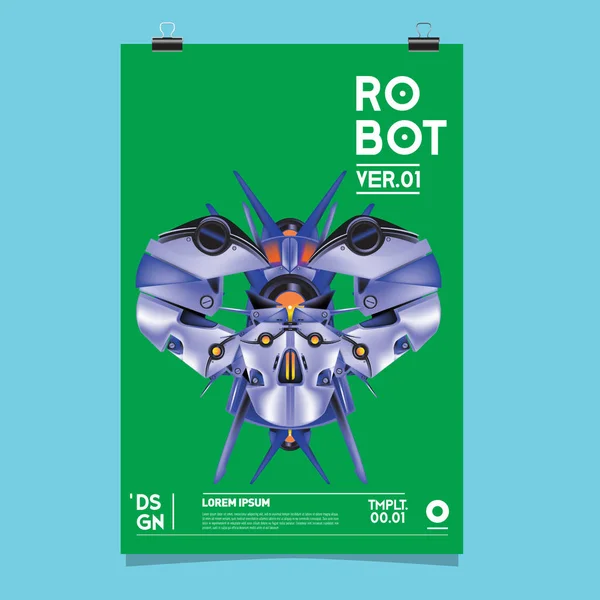 Ilustração Robô Realista Vetorial Modelo Cartaz Festival Design Robôs Brinquedos — Vetor de Stock