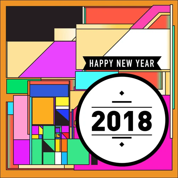 Happy New Year 2018 colorful abstract design, vector elements for calendar and greeting card.