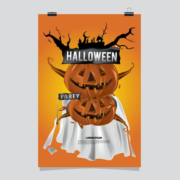 Feliz Cartel Halloween Vector Ilustración Fiesta Halloween — Archivo Imágenes Vectoriales