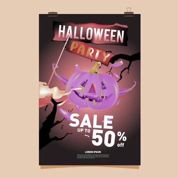 Cartel Venta Halloween Evento Fiesta Plantilla Vectorial Temporada Otoño Otoño — Vector de stock