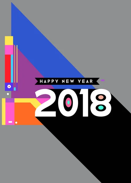 Happy New Year 2018 Kleurrijk Abstract Ontwerp Vector Elementen Voor — Stockvector