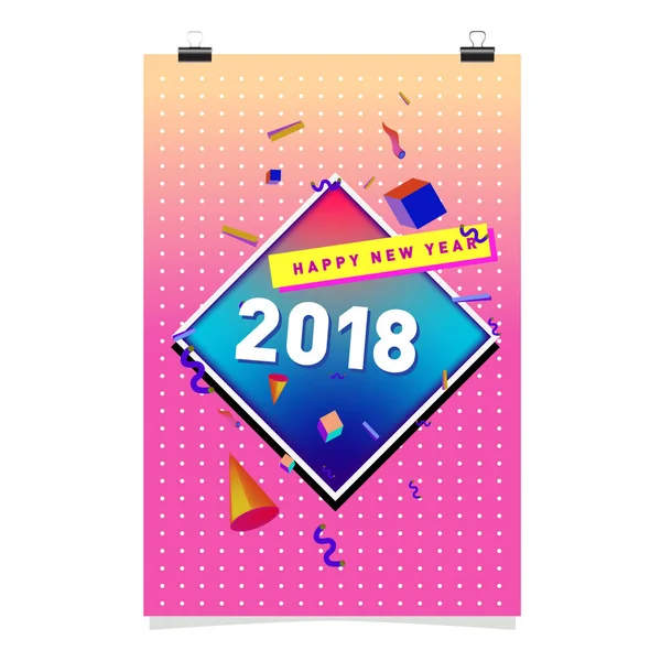 Šťastný Nový Rok 2018 Barevné Abstraktní Design Vektorové Prvky Pro — Stockový vektor