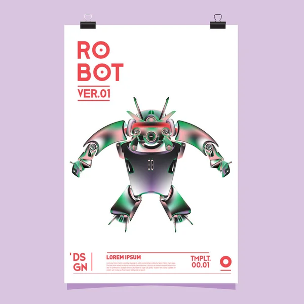 Vector Realistic Robot Illustration. Robot and toys design festival poster template.