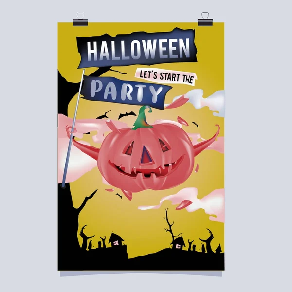 Feliz Cartel Halloween Vector Ilustración Fiesta Halloween — Vector de stock