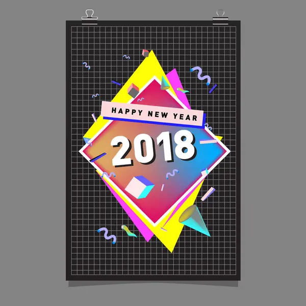 Happy New Year 2018 Warna Desain Abstrak Elemen Vektor Untuk - Stok Vektor