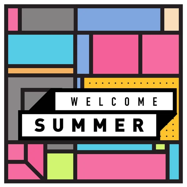 Cartel Verano Ilustración Estilo Memphis Diseño Tipográfico Welcome Summer — Archivo Imágenes Vectoriales