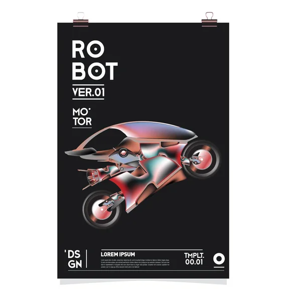 ベクトルのリアルなロボットのイラスト ロボットやおもちゃのデザイン祭ポスター テンプレート — ストックベクタ