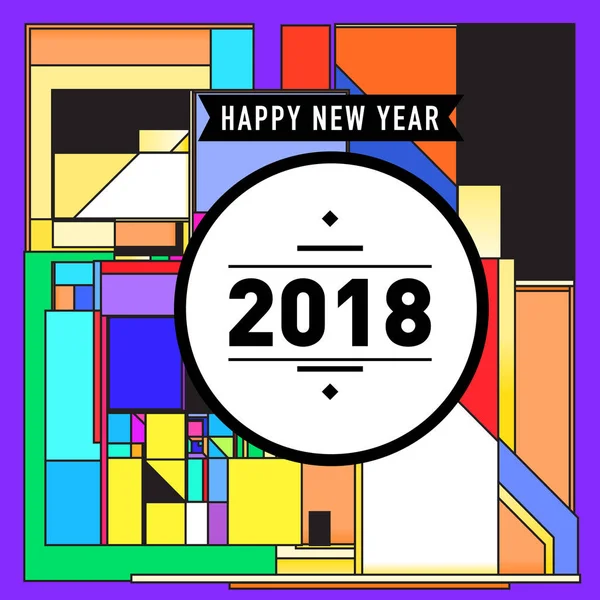 Bonne Année 2018 Design Abstrait Coloré Éléments Vectoriels Pour Calendrier — Image vectorielle