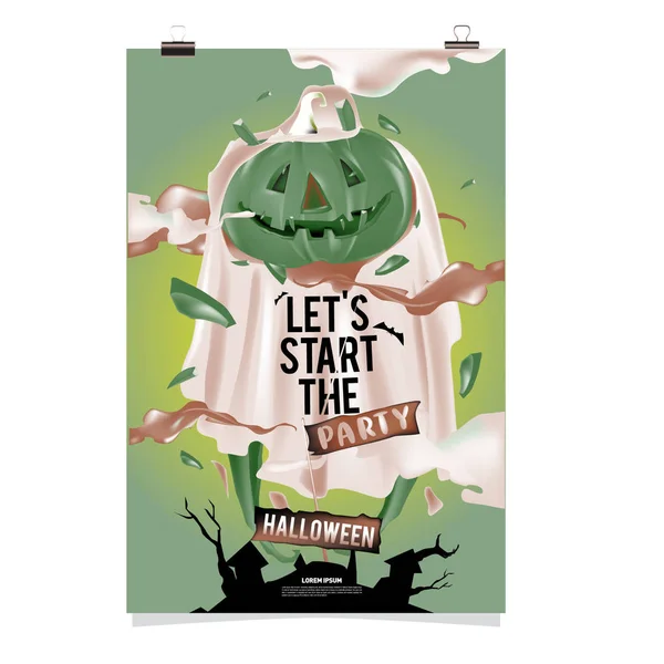 Feliz Cartel Halloween Vector Ilustración Fiesta Halloween — Vector de stock