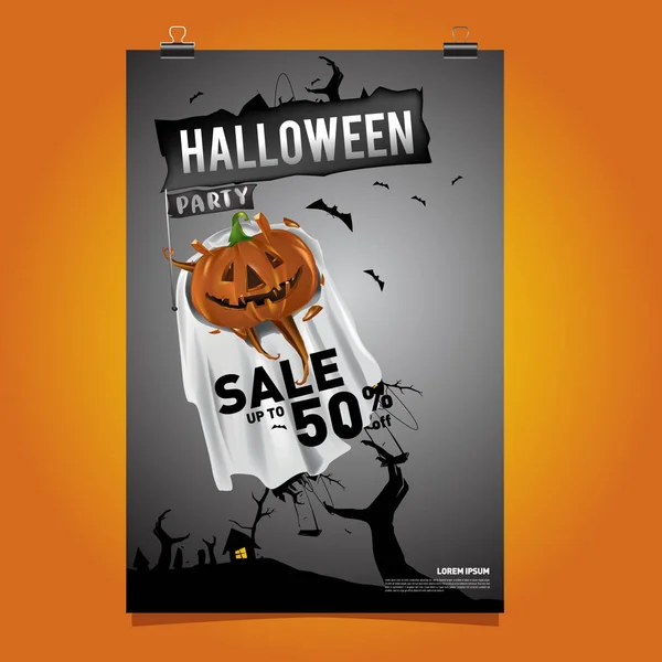 Cartel Venta Halloween Evento Fiesta Plantilla Vectorial Temporada Otoño Otoño — Vector de stock