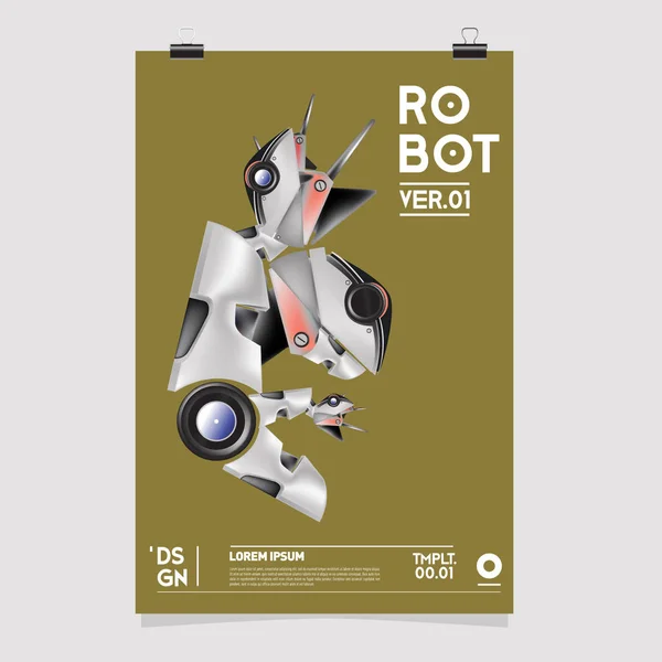 Ilustracja Wektorowa Realistyczne Robot Robot Zabawki Zaprojektować Plakat Festiwalu Szablonu — Wektor stockowy