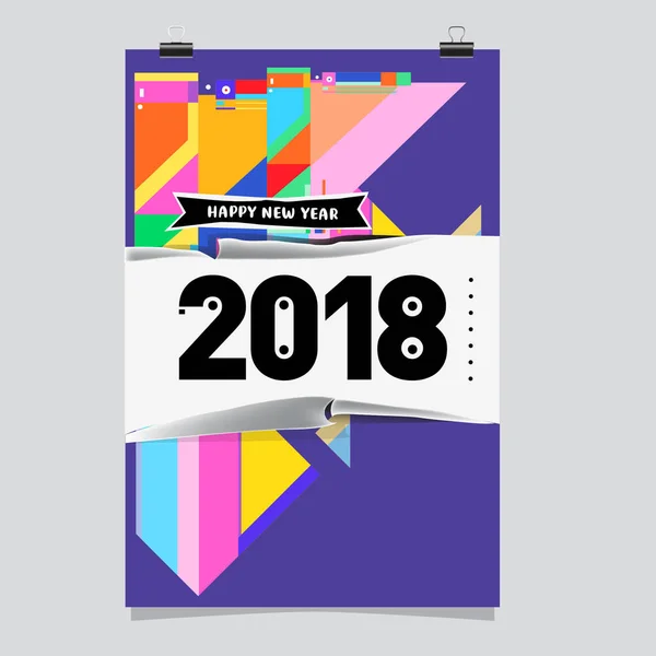 Frohes Neues Jahr 2018 Farbenfrohes Abstraktes Design Vektorelemente Für Kalender — Stockvektor