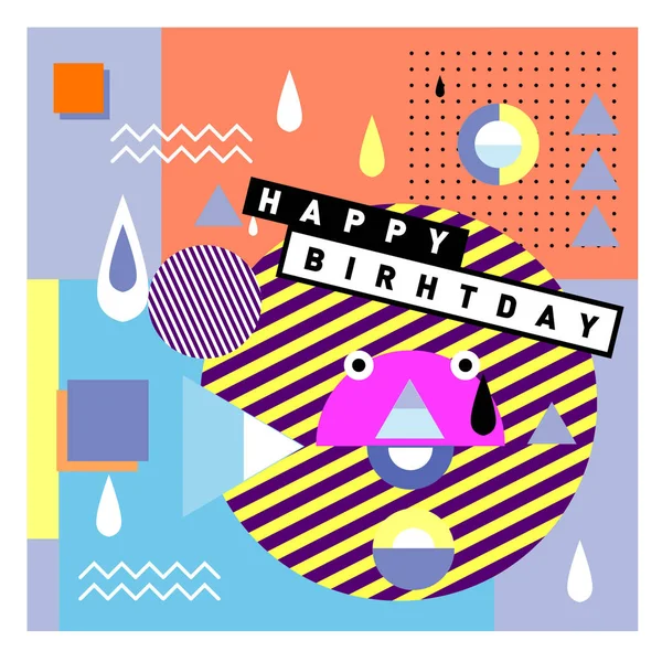 Happy Birthday Memphis Style Vektor Design Für Grußkarten Und Poster — Stockvektor