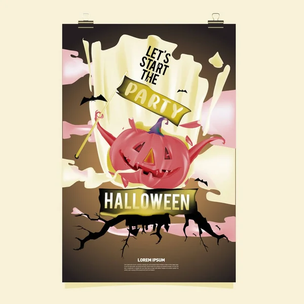 Feliz Cartaz Halloween Ilustração Vetorial Halloween Festa — Vetor de Stock