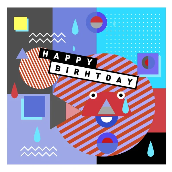 Happy Birthday Memphis Style Vektor Design Für Grußkarten Und Poster — Stockvektor