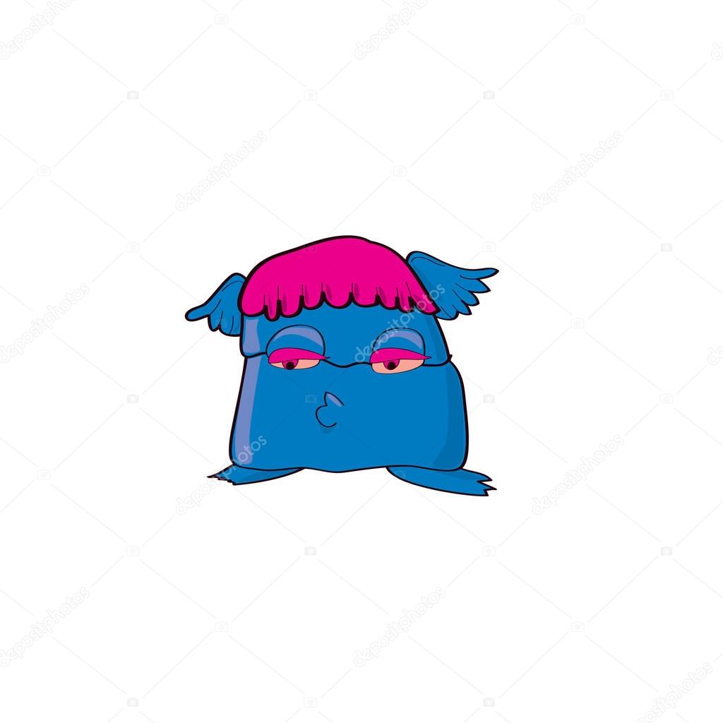 Vector cute monster logo for kids. Logo for toy shop