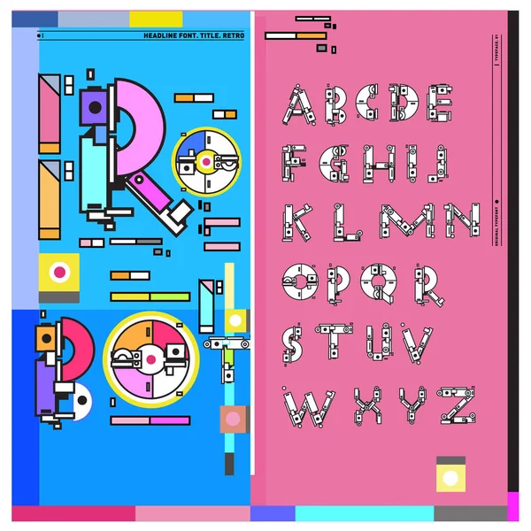 Vector Colorido Alfabeto Retro Fuentes Únicas Para Plantillas Diseño Ilustración — Archivo Imágenes Vectoriales