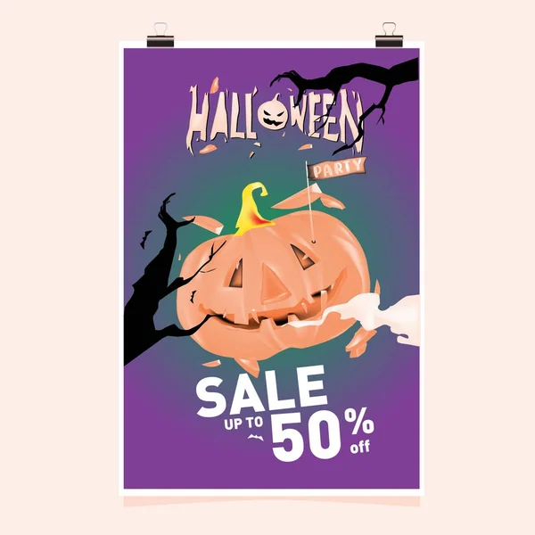 Cartel Venta Halloween Evento Fiesta Plantilla Vectorial Temporada Otoño Otoño — Vector de stock