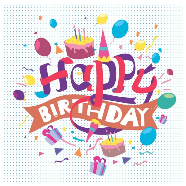 Design Vetor Tipografia Aniversário Feliz Para Cartões Cartaz Com Balão — Vetor de Stock