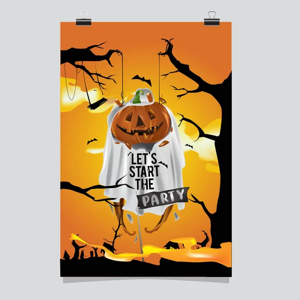 Happy Halloween Poster Vector Illustratie Halloween Party — Stockvector