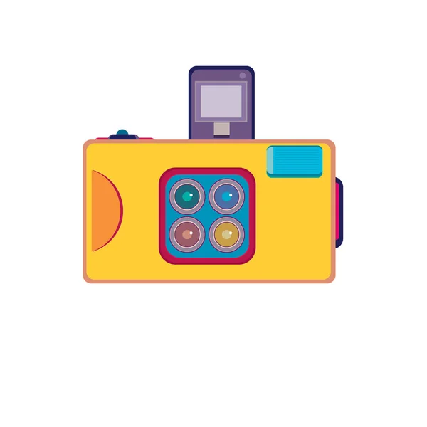 矢量复古玩具彩色相机的标志 老式相机社区标志 — 图库矢量图片