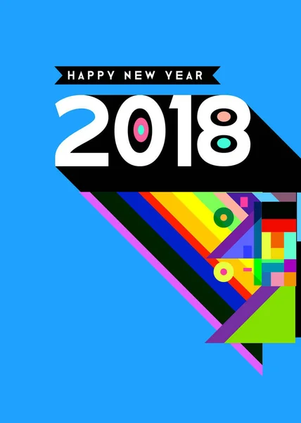 Happy New Year 2018 Colorful Abstract Design Vector Elements Calendar — Stock Vector