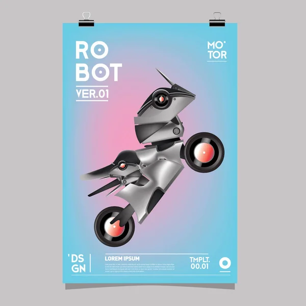 Ilustracja Wektorowa Realistyczne Robot Robot Zabawki Zaprojektować Plakat Festiwalu Szablonu — Wektor stockowy