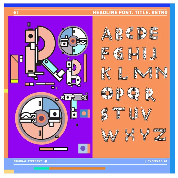 Vektor Barevné Retro Abecedy Unikátní Písma Šablony Design Ilustrace Techno — Stockový vektor