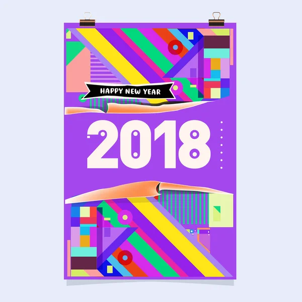 Frohes Neues Jahr 2018 Farbenfrohes Abstraktes Design Vektorelemente Für Kalender — Stockvektor